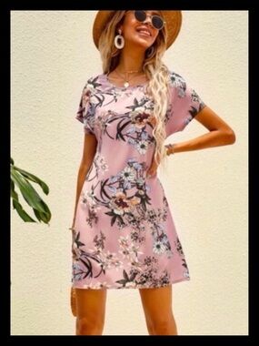 💕Floral Print Batwing Sleeve Tunic Dress NEW💕